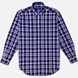Ralph Lauren Classic Fit Plaid Shirt Mens Medium Purple Black Cotton Button Down
